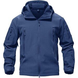 Men's #05-royal Blue Tactical Soft Shell Winter Jacket with Fleece Lining & Hood